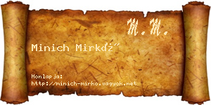 Minich Mirkó névjegykártya